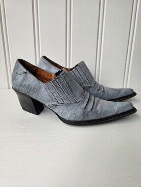 Rocket Dog Pointed Toe Slip On Chunky Heel Cowboy Style Booties Grey Womens 7.5M